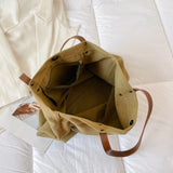 Canvas Top-handle Bags Large Capacity Women Underarm Bag Snap Closure