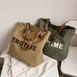 Canvas Top-handle Bags Large Capacity Women Underarm Bag Snap Closure