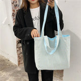 Plaid Tote Bag Women Shoulder Shopper Casual Handbags