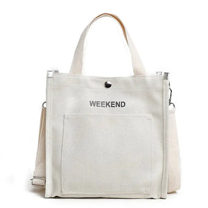 Women Canvas Tote Shoulder Bag Large Capacity Solid Print Handbag