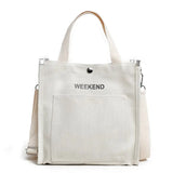 Women Canvas Tote Shoulder Bag Large Capacity Solid Print Handbag