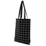 Plaid Canvas Tote Bag Eco Shopping Handbag Large Capacity