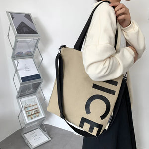 Canvas Tote Bag Letter Printing Shoulder Bags For Women