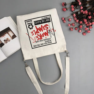 Canvas Tote Bag Shopper Bag Letters Print Crossbody Bags