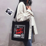 Canvas Tote Bag Shopper Bag Letters Print Crossbody Bags