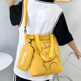 Bear Pattern Tote Bag with Pencil Case for Kids