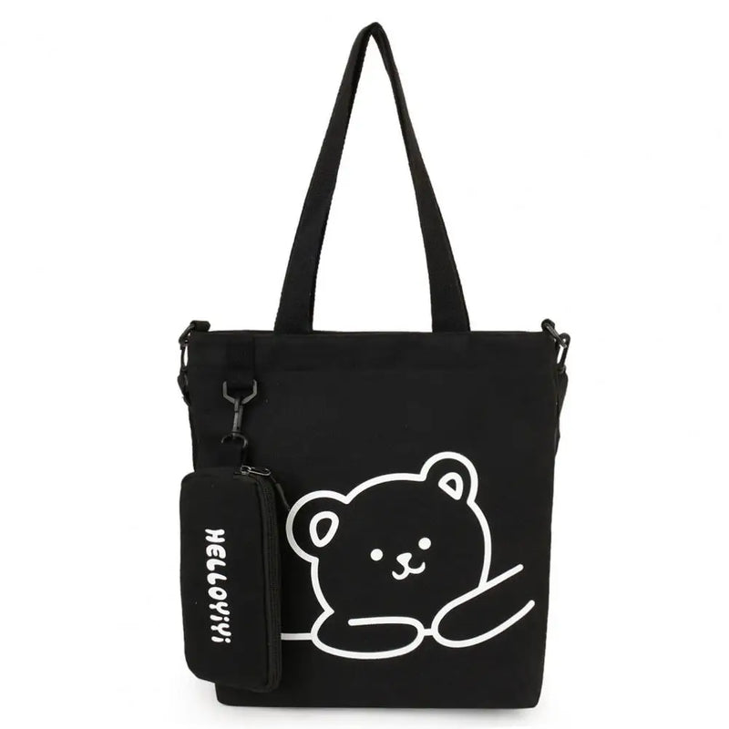 Bear Pattern Tote Bag with Pencil Case for Kids