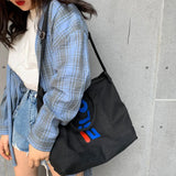 Canvas Tote Bag Large Capacity Letter Print Handbag