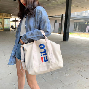 Canvas Tote Bag Large Capacity Letter Print Handbag