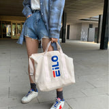 Canvas Tote Bag Large Capacity Letter Print Handbag
