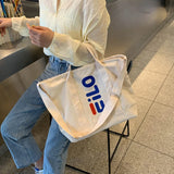 Canvas Tote Bag Large Capacity Letter Print Handbag