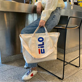 Canvas Tote Bag Large Capacity Letter Print Handbag