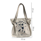 Japanese Style Retro Cartoon Anime Print Canvas Tote Bag Women Shopper Bag
