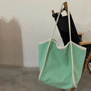 Canvas Tote Bag for Women Magnetic Buckle Commuter Shoulder Bag
