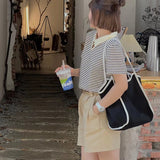 Canvas Tote Bag for Women Magnetic Buckle Commuter Shoulder Bag
