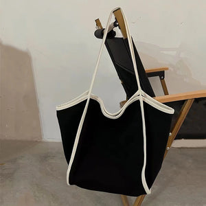 Canvas Tote Bag for Women Magnetic Buckle Commuter Shoulder Bag