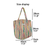 Rainbow Stripes Canvas Tote Bag Large Capacity Shopping Handbag