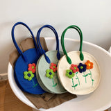 Canvas Tote Bag Women Summer Shoulder Bags Round Handbags Big Shopper Totes