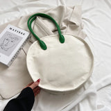 Canvas Tote Bag Women Summer Shoulder Bags Round Handbags Big Shopper Totes