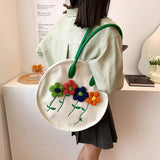Canvas Tote Bag Women Summer Shoulder Bags Round Handbags Big Shopper Totes