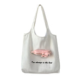 Canvas Tote Bag with Inside Pocket, Letter Design