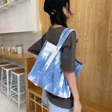 Tie Dye Canvas Tote Bag Women's Shoulder Shopper Large Capacity Handbag