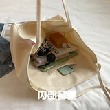 Smiley Letter Patch Canvas Tote Bag Girls Shopper Handbag