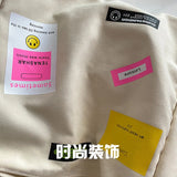 Smiley Letter Patch Canvas Tote Bag Girls Shopper Handbag