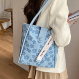 Flower Print Canvas Tote Bag for Women