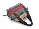Rainbow Striped Canvas Tote Handbag Shoulder Bag