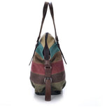 Canvas Totes Striped Womens Handbag Patchwork Rainbow Shoulder Bag