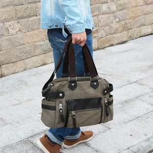 Canvas Travel Bags Hand Luggage Tote Bag With Side Pockets