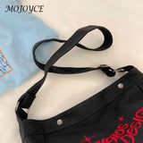 Canvas Underarm Bag Large Capacity Embroidered Letters Travel Handbags