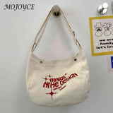 Canvas Underarm Bag Large Capacity Embroidered Letters Travel Handbags