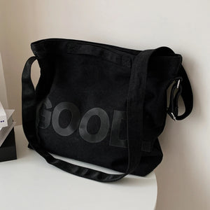 Canvas Underarm Bag Large Capacity Letter Printed Ladies Handbags