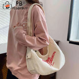 Canvas Underarm Bags Large Capacity Women Top-handle Bags Letter Printed