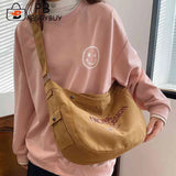 Canvas Underarm Bags Large Capacity Women Top-handle Bags Letter Printed