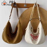 Canvas Underarm Bags Large Capacity Women Top-handle Bags Letter Printed