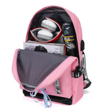 Canvas USB Chargeable School Bags For Girls Teenagers Backpack Bookbags