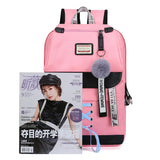 Canvas USB Chargeable School Bags For Girls Teenagers Backpack Bookbags