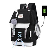 Canvas USB School Bags Girls Teenagers Women Bookbags Large Capacity