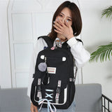 Canvas USB School Bags for Girls Teenagers Backpack Women