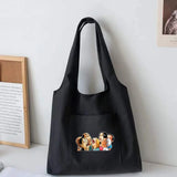 Canvas Vest Bag Cartoon Printing Tote Travel Portable Messenger Bag