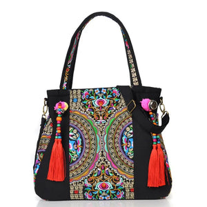 Vintage Embroidery Handbag Women Ethnic Embroidered Shoulder Tote Messenger Bag