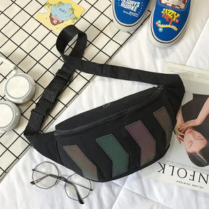 Reflective Canvas Waist Bag for Couple Outdoor Sports
