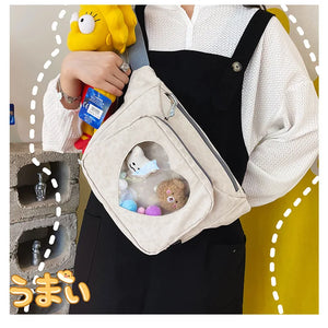 Japanese Harajuku Transparent Leopard Waist Bag