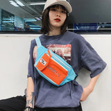 Unisex Canvas Waist Bag Panelled Fanny Pack Tactical Chest Bag
