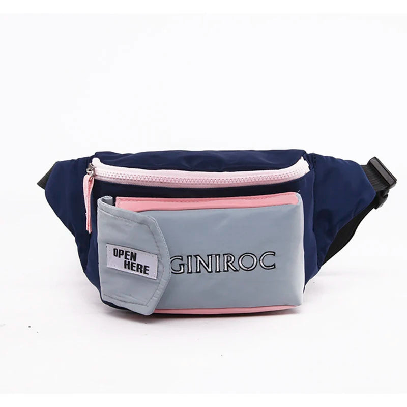 Unisex Canvas Waist Bag Panelled Fanny Pack Tactical Chest Bag