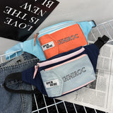 Unisex Canvas Waist Bag Panelled Fanny Pack Tactical Chest Bag