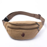 Canvas Waist Bag Crossbody Purse Functional Fanny Pack